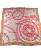 Vintage Simone Rain Scarf Water Repellant Japan Pink Tan Geometric 26&quot; S... - £9.46 GBP