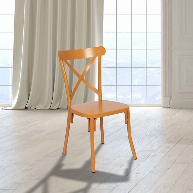 Metal Cross Back Chair XU-DG-60699-NAT-GG