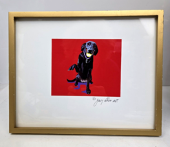 Jimmy Ellis Art Dog and Tennis Ball Black Lab 8 x 10 Framed Signed 4x6 Image - £16.07 GBP