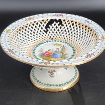 Klemm Dresden Porcelain Lattice Footed Bowl Antique Hand Painted Late 18... - $68.31