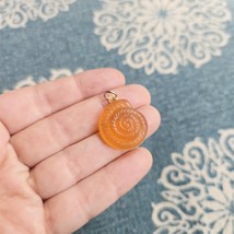 Vintage Orange &amp; Silver Ammonite Pendant - $18.99