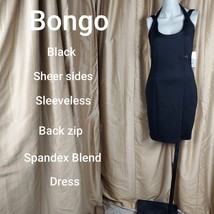 New Bongo Black Sheer Sides Back Zip Dress Size M - £12.50 GBP