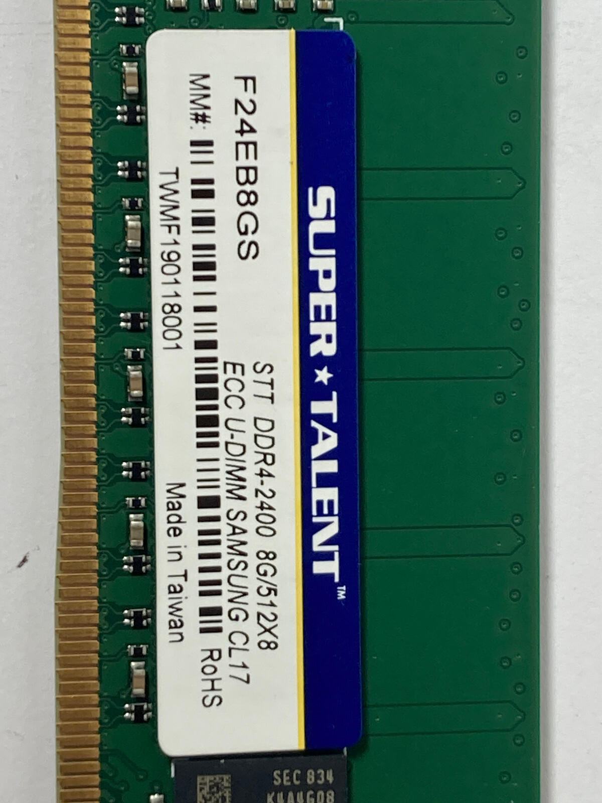 8GB Server Ram PC4-19200 DDR4 2400 DIMM Unbuffered 288Pin ECC F24EB8GS NEW - $19.75