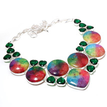 Multi Solar Quartz Chrome Diopside Gemstone Fashion Necklace Jewelry 18&quot; SA 4101 - £12.78 GBP