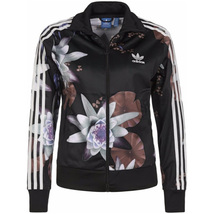 Adidas Firebird Lotus Flower Print Track Top Women Black White Jacket - £44.70 GBP