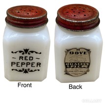 Vintage Red Pepper Frank Tea &amp; Spice Co Dove Brand White Milk Glass 2 Oz - £21.35 GBP