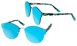 $149 AQS Mirror Italian Sunglasses Teal Lens Multi Modified Cat Eye Aqua... - $88.11