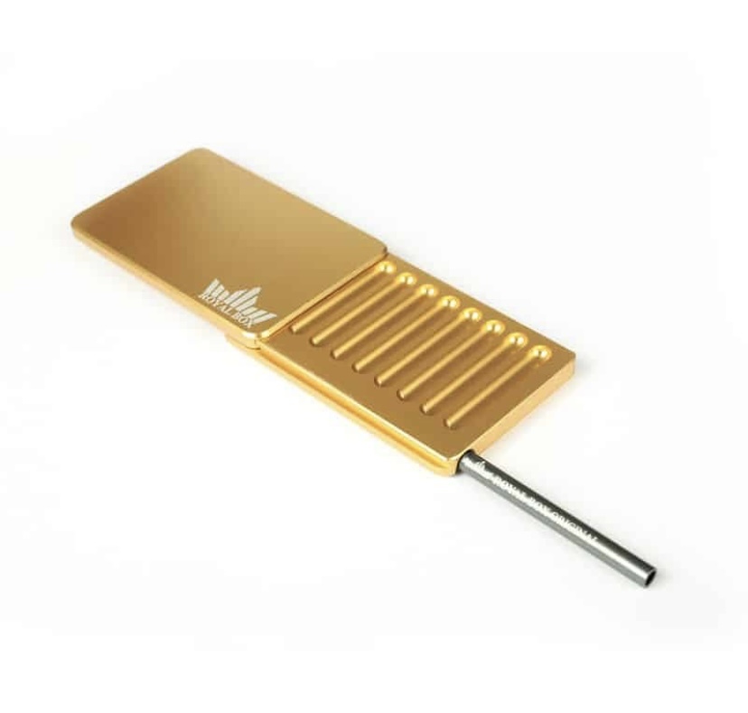 Royal Box Classic Gold 8 Slot Luxury Snuff Box Built in 3” Metal Straw Item image 3