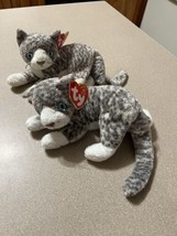 TY BEANIE BABY  Purr the Kitten/Cat– approximately 6” set pair of 2 twins - $10.84