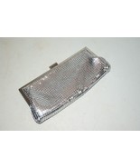 Metal Mesh Silver Evening Bag Clutch Snap Closure Crossbody Chain Strap - £18.86 GBP