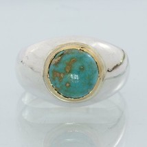 American Turquoise Handmade Sterling Silver and 18K Gold Gents Ring size 8.5 - £111.38 GBP