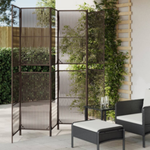 Room Divider 6 Panels Brown Poly Rattan - Create Privacy and Style - $212.99