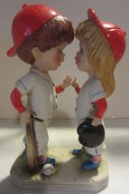 Vintage Gorham Boy and Girl Ceramic Baseball Players  Moppets - $19.90