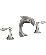 3 Holes widespread Brushed Nickel bathroom Dolphin Sink Faucet Lever han... - $169.99