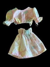 Vintage Mattel Barbie Fashion Favorites Pastel Floral Outfit 1992 783 Skirt Top - £8.92 GBP