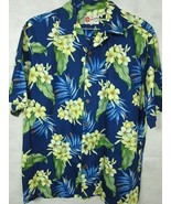 VINTAGE Hilo Hattie Dark Blue With Yellow Flowers Cotton Hawaiian Aloha ... - £28.85 GBP