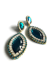 Teal Earrings, Chic Earrings, Oval Earring, Beadwork Earrings, Unique Ea... - $412.16 MXN