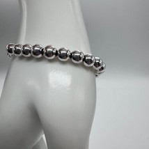 Napier Bracelet Silver Tone Round Beads Polished Vintage Signed - £11.86 GBP