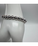 Napier Bracelet Silver Tone Round Beads Polished Vintage Signed - £11.89 GBP
