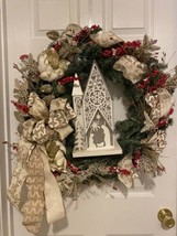 Large 24&quot; Christmas Color changing Wreath Holiday Door Decor Church Nati... - £125.51 GBP