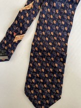 Ermenegildo Zegna Neck Tie 100% Silk Navy Blue Floral Print Mens - £16.55 GBP