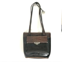 Brighton Leather Handbag Shoulder Bag Crocodile Print Black Brown - $24.08