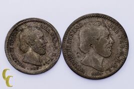 Lot of 2 Netherlands Coins 1850 5 Cent XF Condition, 1876 10 Cent VF+ Co... - $1,012.34 MXN