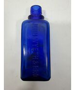 Antique JOHN WYETH &amp; BRO Cobalt Blue Glass Bottle 5.6” Pharmacy Medicine - $26.99
