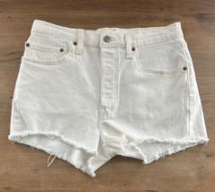 Levi&#39;s Shorts Womens 30 501 High Rise Cutoff Jean Distressed Natural Ivory - £35.30 GBP