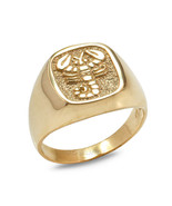 14K Gold Scorpio Zodiac Sign Men&#39;s Square Ring (yellow, white, rose gold) - $537.59