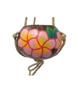 Hand Painted Tropical Flowers Hanging Coconut Shell Planter Decor Herbs ... - £7.43 GBP