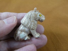 Y-LIO-SI-3 white gray red LION wild cat carving SOAPSTONE PERU FIGURINE cub - £6.84 GBP