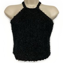 Vintage Obe Medium Fluffy Racerback Strap Halter Fuzzy Stretch Knit Crop... - $18.95