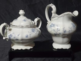 Vintage JOHANN HAVILAND Bavaria BLUE GARLAND Creamer &amp; Sugar Bowl With Lid - $515.16 MXN