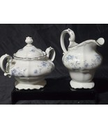 Vintage JOHANN HAVILAND Bavaria BLUE GARLAND Creamer &amp; Sugar Bowl With Lid - $515.16 MXN