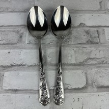 Reed &amp; Barton Queens Garden Stainless Set of 2 Serving Spoons 8.5 Inches - £13.43 GBP