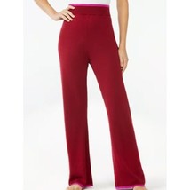 Sofia Luxe Knit Pajama Lounge Pants M Maroon Red Elastic Waist High Rise - £14.57 GBP