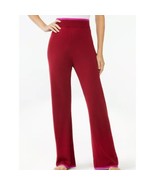Sofia Luxe Knit Pajama Lounge Pants M Maroon Red Elastic Waist High Rise - £14.54 GBP
