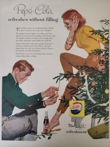 PEPSI Cola Vintage 1956-1957 ~ Classic Magazine Ad ~ 10.5 x 13.5 Holiday Season Item image 3