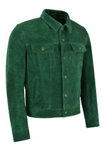 Giacca da camionista in pelle scamosciata verde per uomo Giacca casual taglia XS - £79.70 GBP