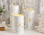 Set of 3 Illuminated Swirling Snow Hurricanes by Valerie in White - £154.87 GBP