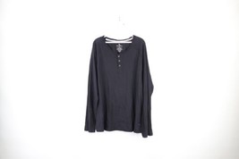 Tommy Bahama Mens Size Large Blank Soft Knit Long Sleeve Henley T-Shirt Black - $29.65
