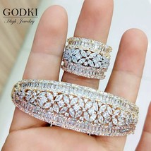 GODKI Big Fashion Bold African Bangle Ring Set For Women Cubic Zircon Pave Party - £79.85 GBP