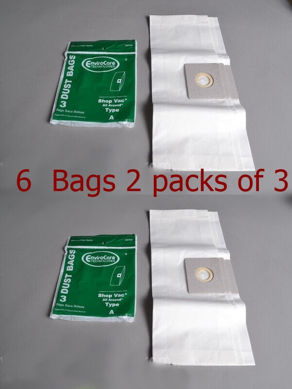 Primary image for 6 pack 360SW 1.5 Gal Shop vacuum Bags  replaces 9066733 type A