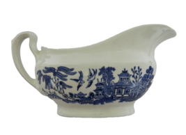 Gravy Boat Bowl Blue Willow Handled Porcelain White Churchill England Wi... - $19.68