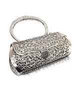 Vintage Silver Brass Clutch Purse, Handmade Evening Bag, Embossed Floral... - €84,15 EUR