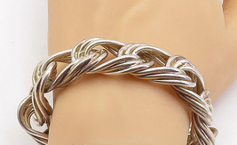 925 Sterling Silver - Vintage Chunky Fluted Swirl Link Chain Bracelet - BT2858 - £143.84 GBP