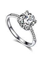 Sterling Silver Ring with 2 Carat Moissanite Gemstone (8 mm) - $2,740.54 MXN