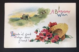Antique A Birthday Wish for Friend  Greeting Card Posted 1914 Happy Birthday - £7.19 GBP