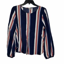 Daniel Cremieux Button Up Blouse Size Medium Navy White Red Tan Striped Womens - £12.44 GBP